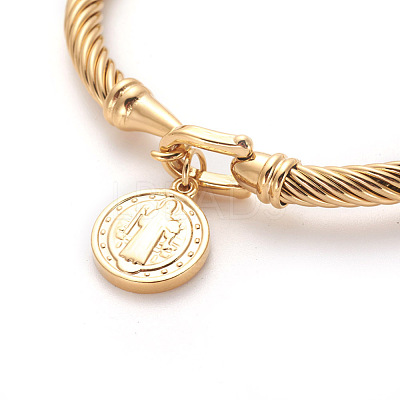 Ion Plating(IP) 304 Stainless Steel Charm Bangles BJEW-L642-27G-1