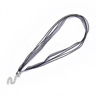 Waxed Cord and Organza Ribbon Necklace Making X-NCOR-T002-332-1