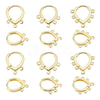 12Pcs 3 Style Brass Hoop Earring Findings KK-BC0012-37-1
