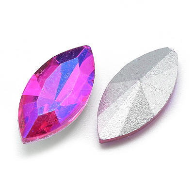 Pointed Back Glass Rhinestone Cabochons RGLA-T020-7x15mm-10-1