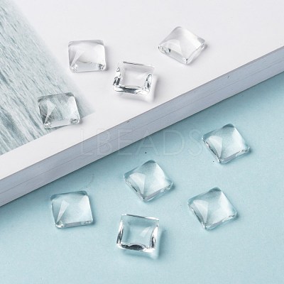 Transparent Clear Glass Square Cabochons GGLA-A001-10mm-1