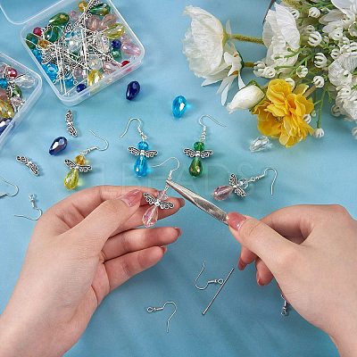 DIY Faceted Beads Earring Making Kit DIY-SZ0007-70-1