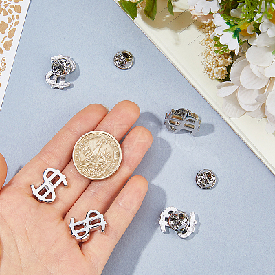 6Pcs Dollar Sign Brass Lapel Pin Backs for Backpack Clothes JEWB-FH0003-06-1