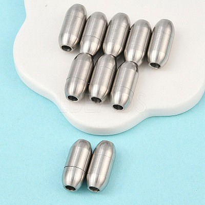 Tarnish Resistant 304 Stainless Steel Matte Surface Magnetic Clasps with Glue-in Ends STAS-O042-A-24-1
