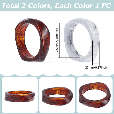 2Pcs 2 Colors Acrylic Bangles BJEW-UN0001-81A-1