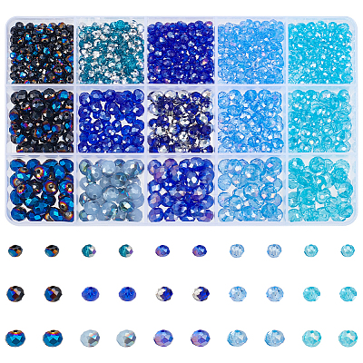 1025Pcs 15 Style Electroplate Transparent Glass Beads Sets EGLA-NB0001-27-1