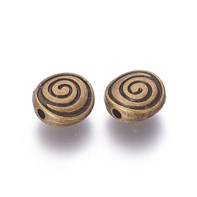 Tibetan Style Alloy Flat Round Carved Vortex Beads LS-TIBEB-5437-AB-FF-1