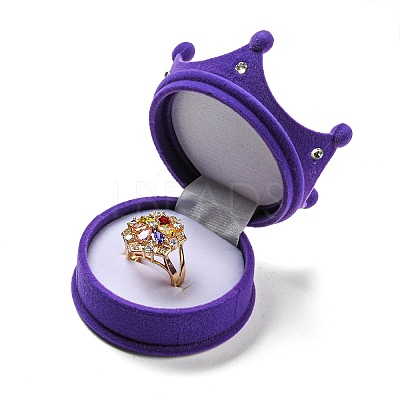 Flocking Plastic Crown Finger Ring Boxes CON-B008-01C-1