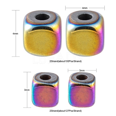 4 Strands 2 Sizes Electroplate Non-magnetic Synthetic Hematite Beads Strands G-LS0001-70-1