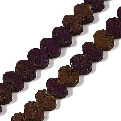 Electroplated Natural Lava Rock Beads Strands G-Q1009-G01-02-1