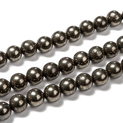 Natural Pyrite Beads Strands G-L031-8mm-01-1