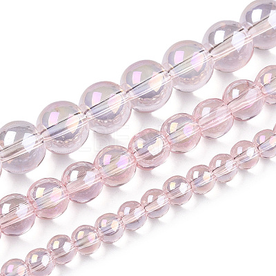 Electroplate Transparent Glass Beads Strands GLAA-T032-T8mm-AB10-1