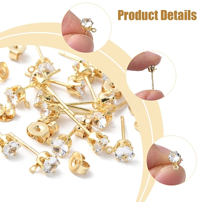 16Pcs Brass Stud Earring Findings KK-FS0001-56G-1