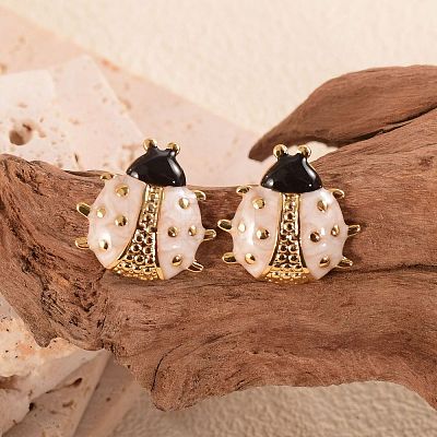 304 Stainless Steel Enamel Stud Earrings WGC4DAF-02-1