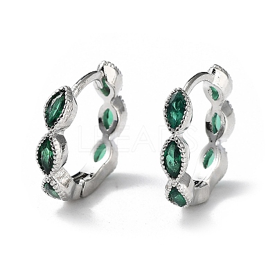 Green Cubic Zirconia Horse Eye Wrap Hoop Earrings EJEW-K083-34P-C-1
