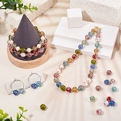 1 Strand Handmade Glod Sand Lampwork Beads Strands LAMP-TA0002-09C-1