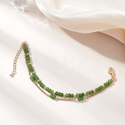 Adjustable Natural Malaysia Jade & 304 Stainless Steel Multi-strand Bracelets BJEW-JB13035-02-1
