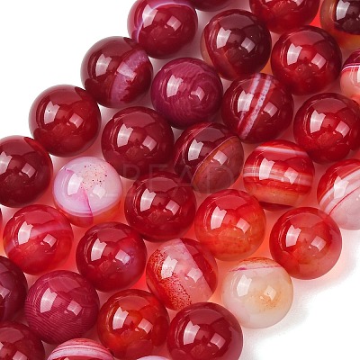 Natural Striped Agate/Banded Agate Bead Strands G-K155-B-10mm-01-1