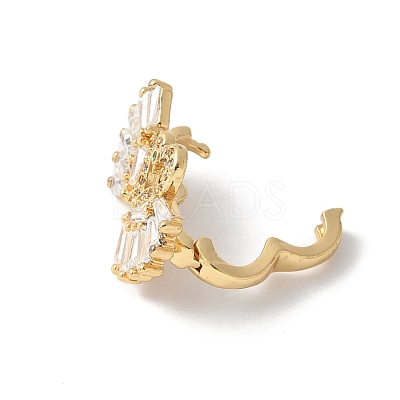 Swan Brass Micro Pave Cubic Zirconia Fold Over Clasps KK-D324-30G-1