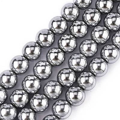 Non-Magnetic Synthetic Hematite Beads Strands X-G-S096-10mm-3-1