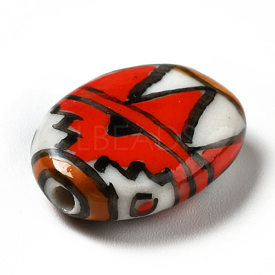 Handmade Printed Porcelain Beads PORC-F005-01E-1