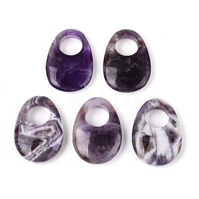 Natural Amethyst Large Hole Pendants G-N348-06B-06-1