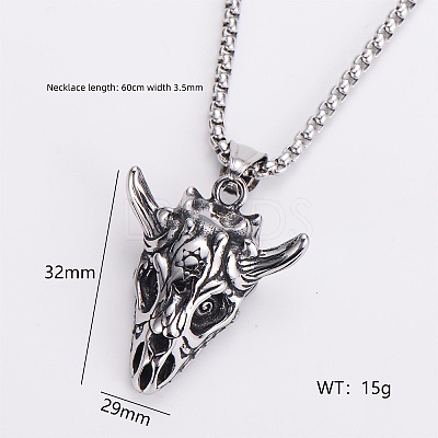 Gothic 316 Surgical Stainless Steel Pendant Box Chain Necklaces for Men ZF3615-4-1