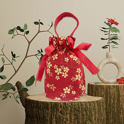 Flower Printed Cloth Drawstring Storage Bags ABAG-WH20010-20D-01-1