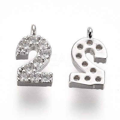 Brass Micro Pave Clear Cubic Zirconia Charms ZIRC-L075-60A-02P-1