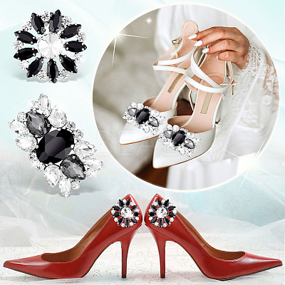 8Pcs 4 Styles Brass Rhinestone Shoe Decorations AJEW-GA0006-98-1