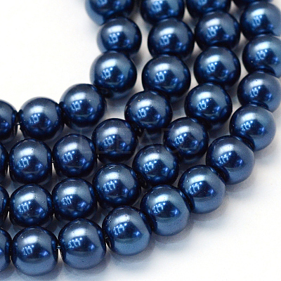 Baking Paint Pearlized Glass Pearl Round Bead Strands HY-Q003-6mm-15-1