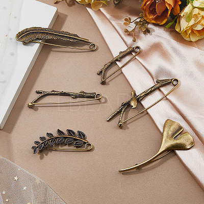 6Pcs 6 Styles Alloy Brooches for Clothes Backpack JEWB-HS0001-02-1
