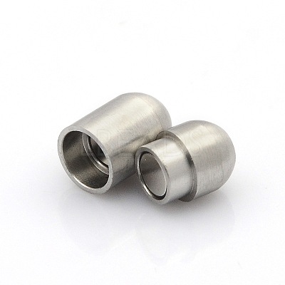 Tarnish Resistant 304 Stainless Steel Matte Surface Magnetic Clasps with Glue-in Ends STAS-O042-C-24-1