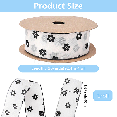 1Roll Printed Polyester Chiffon Ribbons OCOR-CY0002-35E-1