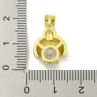 Rack Plating Brass Micro Pave Clear Cubic Zirconia with Enamel Pendant X-KK-B091-37G-02-1