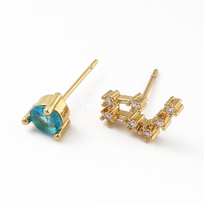 Cubic Zirconia Constellation Asymmetrical Earrings EJEW-C035-16G-11-1