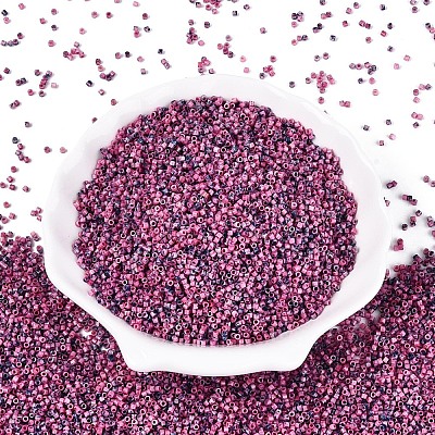 Spray Painted Picasso Cylinder Glass Seed Beads GLAA-T028-12A-01-1
