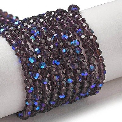 Electroplate Transparent Glass Beads Strands EGLA-A035-T3mm-L15-1