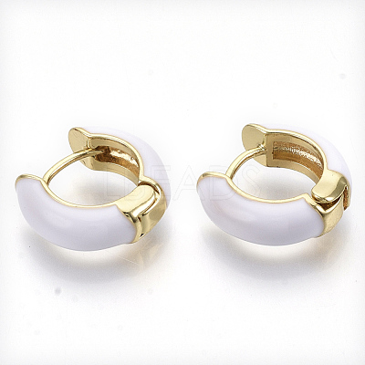 Brass Huggie Hoop Earrings EJEW-S209-01F-1
