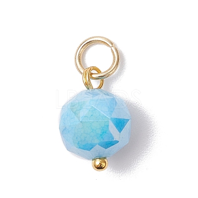 7Pcs Brass Glass Pendants PALLOY-JF04649-1