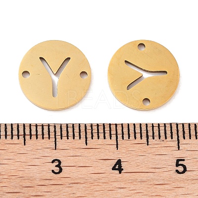 PVD Vacuum Plating 201 Stainless Steel Hollow Flat Round Links FIND-R149-03Y-G-1