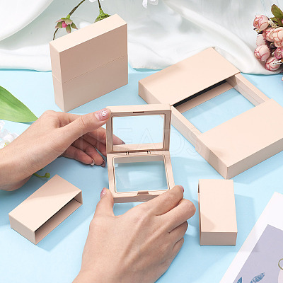 3 Bags 3 Styles Square Transparent PE Thin Film Suspension Jewelry Display Box CON-TA0001-38D-1