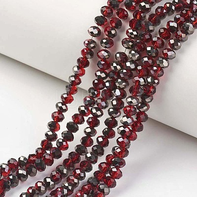 Electroplate Transparent Glass Beads Strands X-EGLA-A034-T8mm-P06-1
