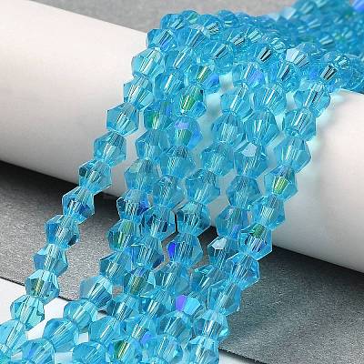 Transparent Electroplate Glass Beads Strands GLAA-F029-2mm-D19-1