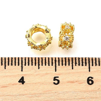 Column Brass Micro Pave Cubic Zirconia European Beads KK-L230-08G-02-1
