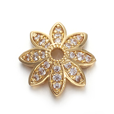 Brass Micro Pave Cubic Zirconia Bead Caps ZIRC-E158-12G-1