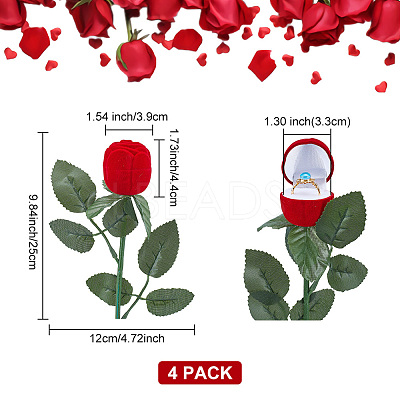 Flocking Plastic Rose Finger Ring Boxes CON-DR0001-02-1
