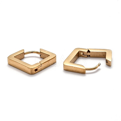 304 Stainless Steel Rhombus Huggie Hoop Earrings STAS-J033-08G-1