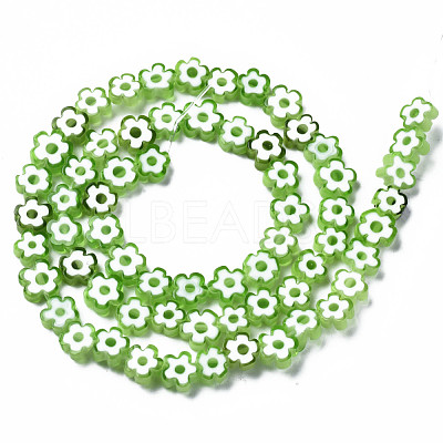 Handmade Millefiori Glass Bead Strands LAMP-J035-6mm-24-1