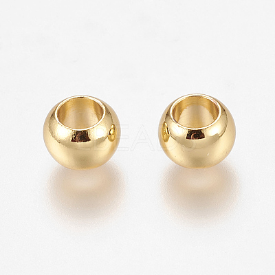 Environment Brass European Beads KK-P120-03G-1